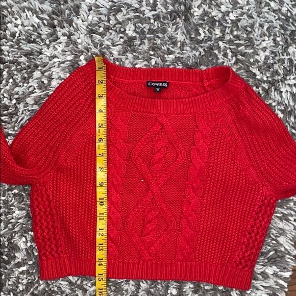 Express Red Knit Cropped Pullover Sweater Feminine Casual Cozy Vibrant - Picture 9 of 9